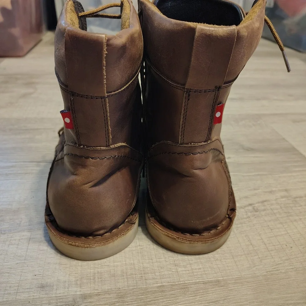 Oliberte Gando Mens Brown Leather Lace Up Cap Toe Wedge Sole Boots Size 46 EU 13
